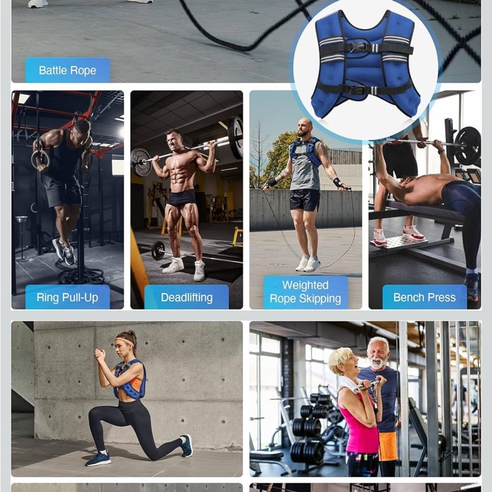 Blue Fitness Weighted Vest 12lb - Picture 2 of 4
